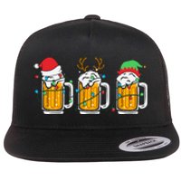 Beer Christmas Santa Reinbeer Xmas Light Xmas Holiday Flat Bill Trucker Hat