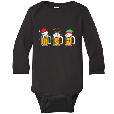 Beer Christmas Santa Reinbeer Xmas Light Xmas Holiday Baby Long Sleeve Bodysuit