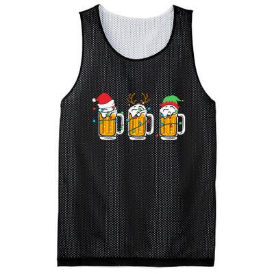 Beer Christmas Santa Reinbeer Xmas Light Xmas Holiday Mesh Reversible Basketball Jersey Tank