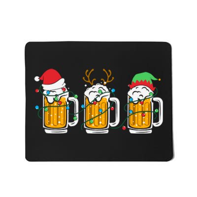 Beer Christmas Santa Reinbeer Xmas Light Xmas Holiday Mousepad