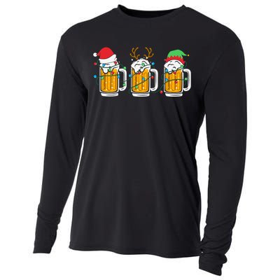 Beer Christmas Santa Reinbeer Xmas Light Xmas Holiday Cooling Performance Long Sleeve Crew