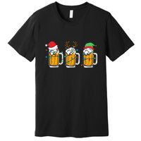 Beer Christmas Santa Reinbeer Xmas Light Xmas Holiday Premium T-Shirt