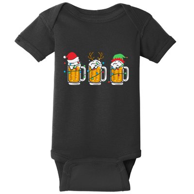 Beer Christmas Santa Reinbeer Xmas Light Xmas Holiday Baby Bodysuit