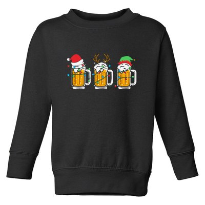 Beer Christmas Santa Reinbeer Xmas Light Xmas Holiday Toddler Sweatshirt