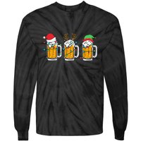 Beer Christmas Santa Reinbeer Xmas Light Xmas Holiday Tie-Dye Long Sleeve Shirt