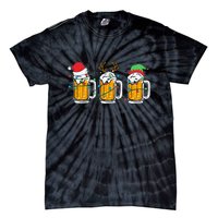 Beer Christmas Santa Reinbeer Xmas Light Xmas Holiday Tie-Dye T-Shirt