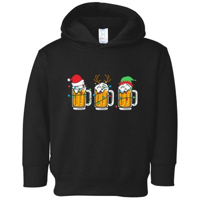 Beer Christmas Santa Reinbeer Xmas Light Xmas Holiday Toddler Hoodie