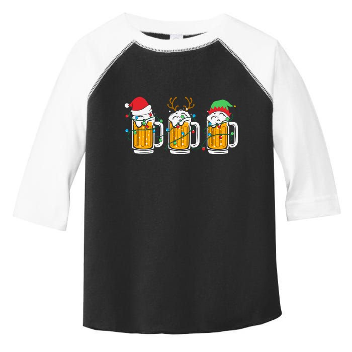 Beer Christmas Santa Reinbeer Xmas Light Xmas Holiday Toddler Fine Jersey T-Shirt