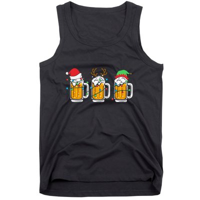 Beer Christmas Santa Reinbeer Xmas Light Xmas Holiday Tank Top