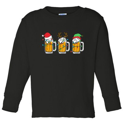 Beer Christmas Santa Reinbeer Xmas Light Xmas Holiday Toddler Long Sleeve Shirt