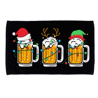 Beer Christmas Santa Reinbeer Xmas Light Xmas Holiday Microfiber Hand Towel