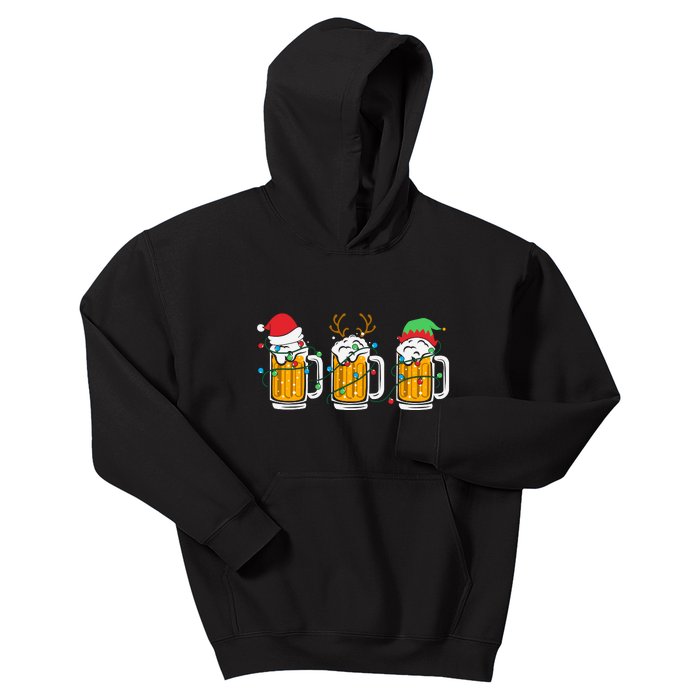 Beer Christmas Santa Reinbeer Xmas Light Xmas Holiday Kids Hoodie