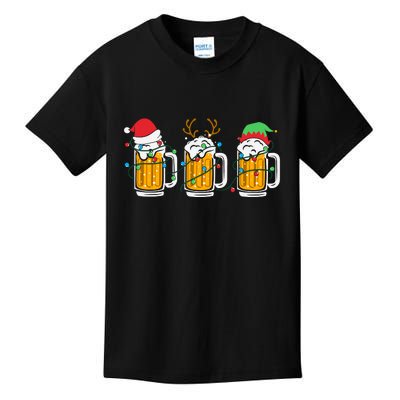 Beer Christmas Santa Reinbeer Xmas Light Xmas Holiday Kids T-Shirt