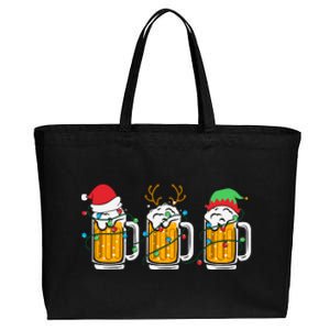 Beer Christmas Santa Reinbeer Xmas Light Xmas Holiday Cotton Canvas Jumbo Tote