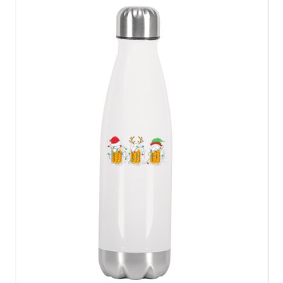 Beer Christmas Santa Reinbeer Xmas Light Xmas Holiday Stainless Steel Insulated Water Bottle