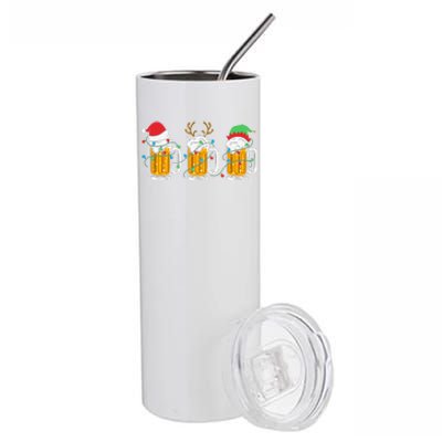 Beer Christmas Santa Reinbeer Xmas Light Xmas Holiday Stainless Steel Tumbler