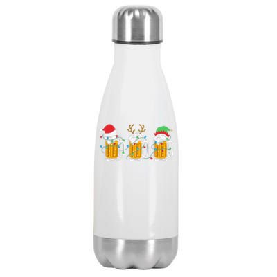 Beer Christmas Santa Reinbeer Xmas Light Xmas Holiday Stainless Steel Insulated Water Bottle