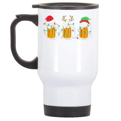 Beer Christmas Santa Reinbeer Xmas Light Xmas Holiday Stainless Steel Travel Mug