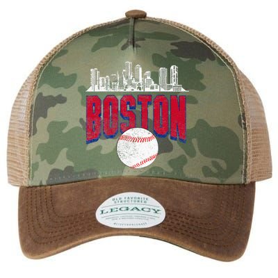 Boston City Skyline Retro Boston Baseball Vintage Legacy Tie Dye Trucker Hat