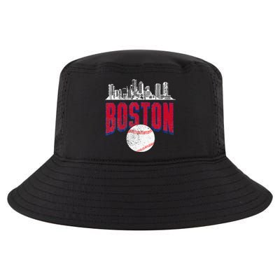 Boston City Skyline Retro Boston Baseball Vintage Cool Comfort Performance Bucket Hat