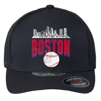 Boston City Skyline Retro Boston Baseball Vintage Flexfit Unipanel Trucker Cap