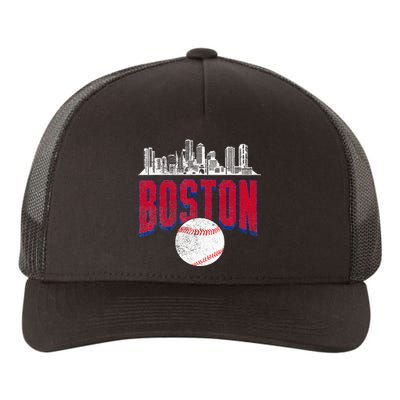 Boston City Skyline Retro Boston Baseball Vintage Yupoong Adult 5-Panel Trucker Hat