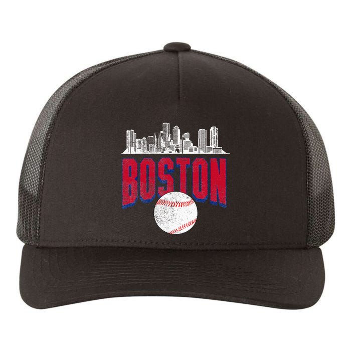 Boston City Skyline Retro Boston Baseball Vintage Yupoong Adult 5-Panel Trucker Hat