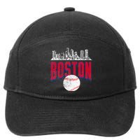 Boston City Skyline Retro Boston Baseball Vintage 7-Panel Snapback Hat