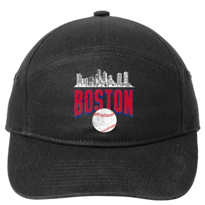 Boston City Skyline Retro Boston Baseball Vintage 7-Panel Snapback Hat