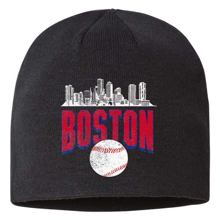 Boston City Skyline Retro Boston Baseball Vintage Sustainable Beanie