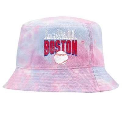 Boston City Skyline Retro Boston Baseball Vintage Tie-Dyed Bucket Hat