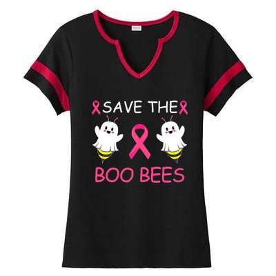 Breast Cancer Save The Boo Bees Halloween Ladies Halftime Notch Neck Tee