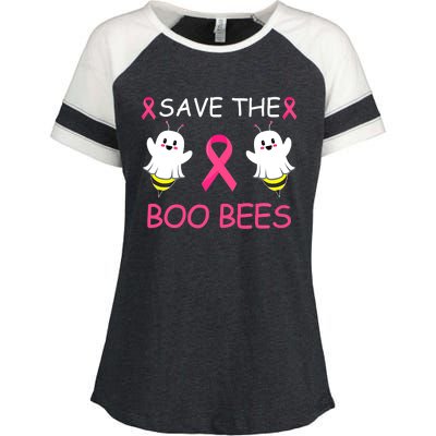 Breast Cancer Save The Boo Bees Halloween Enza Ladies Jersey Colorblock Tee