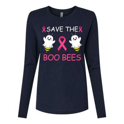 Breast Cancer Save The Boo Bees Halloween Womens Cotton Relaxed Long Sleeve T-Shirt