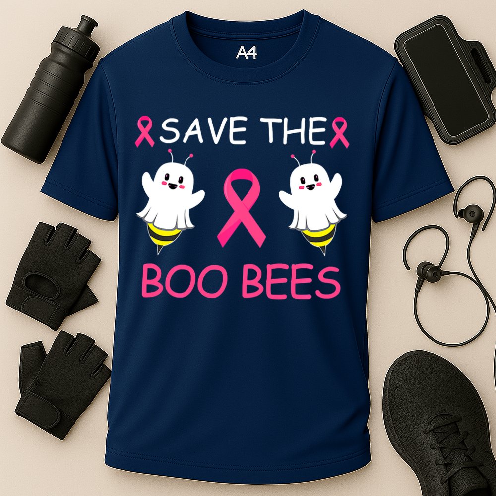 Breast Cancer Save The Boo Bees Halloween Cooling Performance Crew T-Shirt