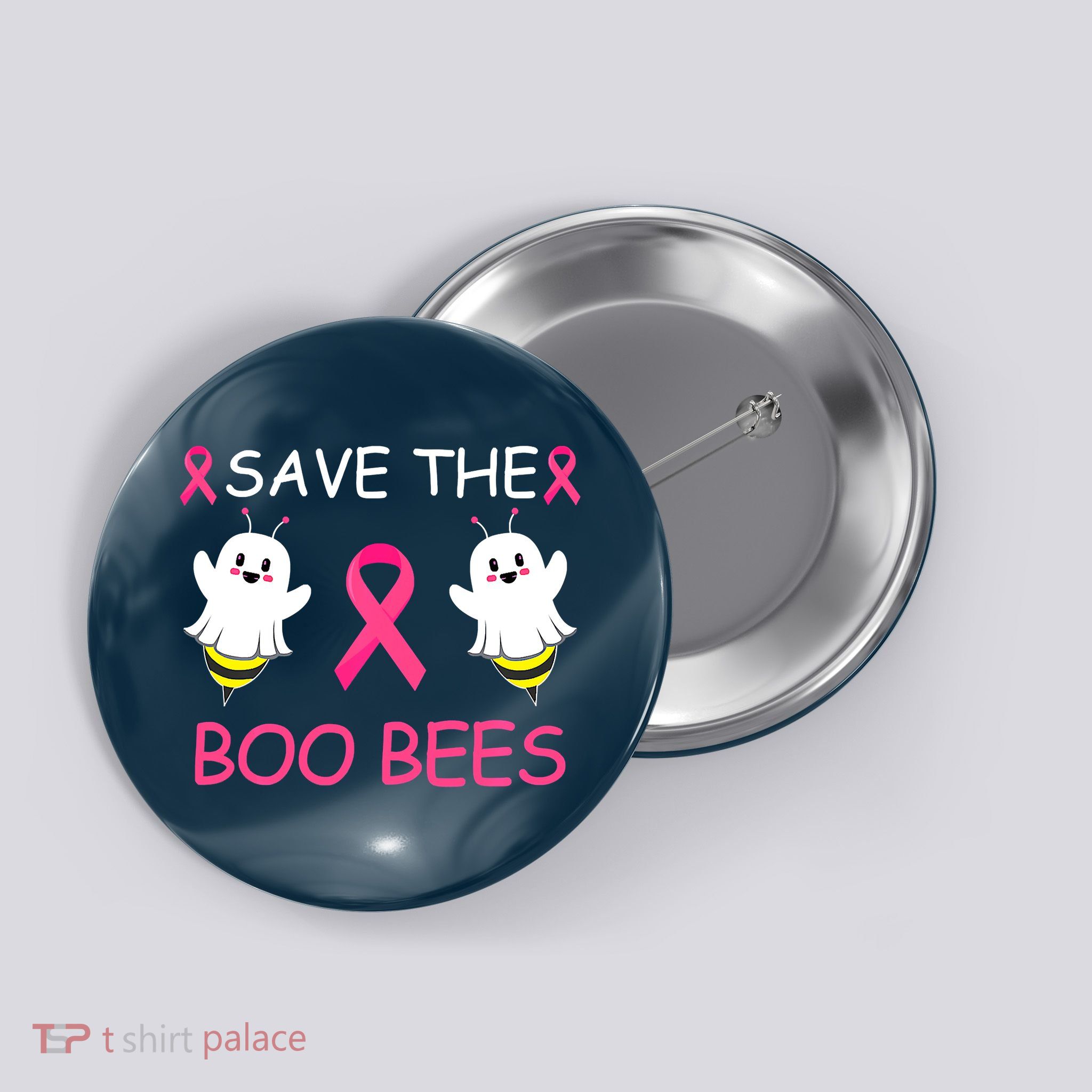 Breast Cancer Save The Boo Bees Halloween Button