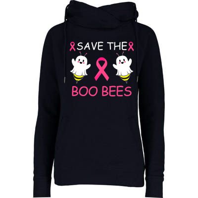 Breast Cancer Save The Boo Bees Halloween Womens Funnel Neck Pullover Hood