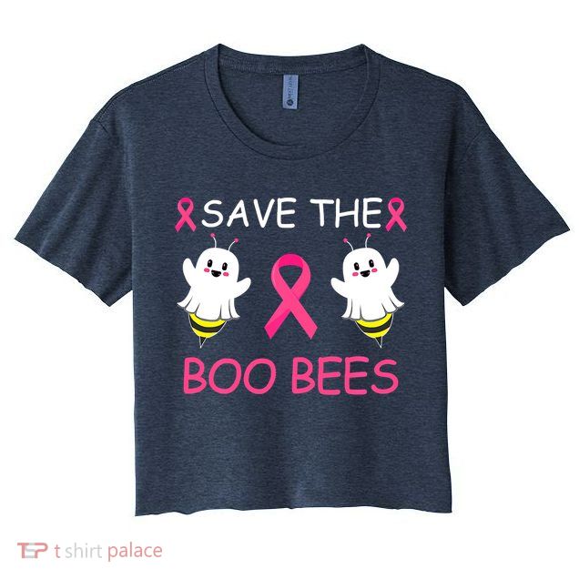 Breast Cancer Save The Boo Bees Halloween Crop Top