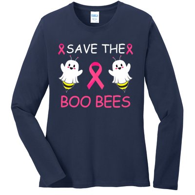 Breast Cancer Save The Boo Bees Halloween Ladies Long Sleeve Shirt