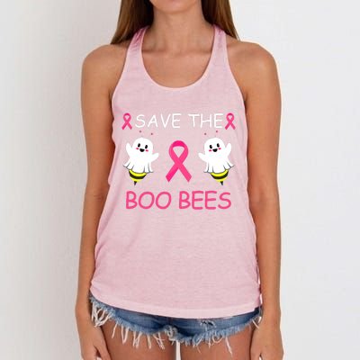 Breast Cancer Save The Boo Bees Halloween Women's Knotted Racerback Tank