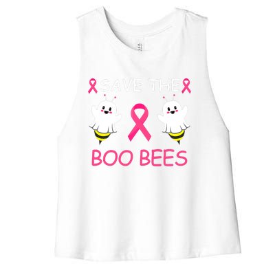 Breast Cancer Save The Boo Bees Halloween Women's Racerback Cropped Tank