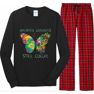 Broken Crayons Still Colors Tal Health Awareness Great Gift Long Sleeve Pajama Set