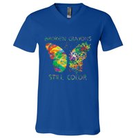 Broken Crayons Still Colors Tal Health Awareness Great Gift V-Neck T-Shirt