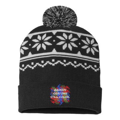 Broken Crayons Still Color Mental Health Awareness Supporter USA-Made Snowflake Beanie