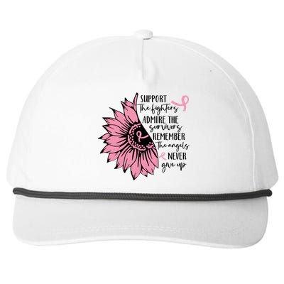 Breast Cancer Sunflower Pink Ribbon Supporter Cancer Fighter Snapback Five-Panel Rope Hat