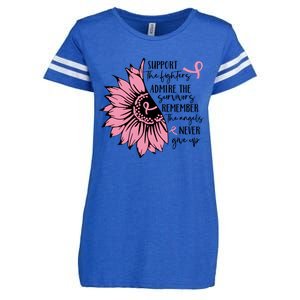 Breast Cancer Sunflower Pink Ribbon Supporter Cancer Fighter Enza Ladies Jersey Football T-Shirt