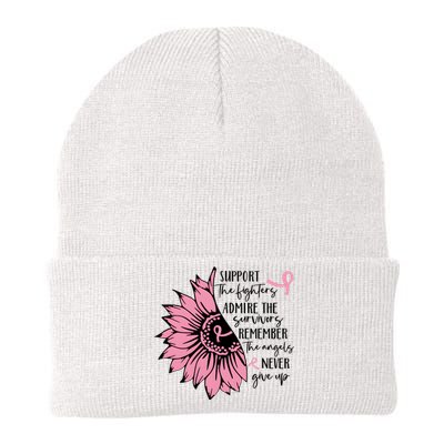 Breast Cancer Sunflower Pink Ribbon Supporter Cancer Fighter Knit Cap Winter Beanie