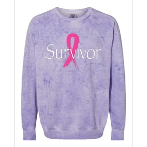 Breast Cancer Survivor Pink Ribbon Awareness Month Colorblast Crewneck Sweatshirt