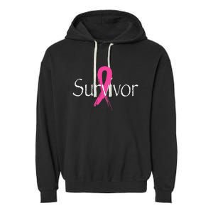 Breast Cancer Survivor Pink Ribbon Awareness Month Garment-Dyed Fleece Hoodie