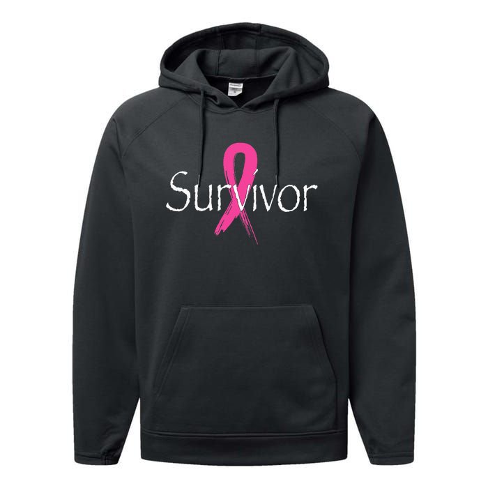 Breast Cancer Survivor Pink Ribbon Awareness Month Performance Fleece Hoodie